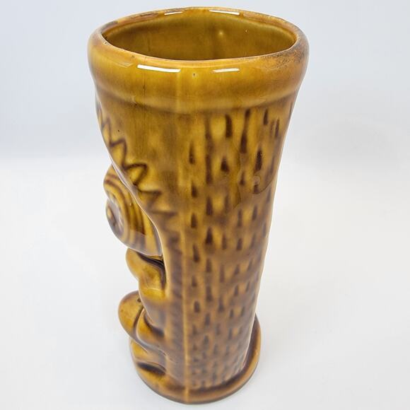 Orchids of Hawaii R-74 Brown Glazed Tiki Mug Vintage Ceramic Barware Taiwan - Picture 4 of 9